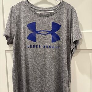 Under Armour Heather Gray Tee with Blue Accent
